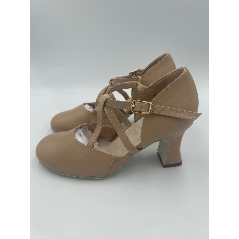 LaDuca Alexis Tan Leather Soft Sole Character Dance Heels Size 35 Made in Italy - Picture 2 of 9
